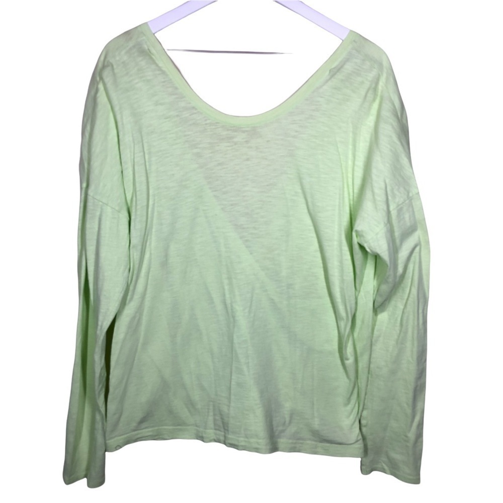 Lucy Neon Criss Cross Long Sleeve Cotton Tee Shirt Size XL